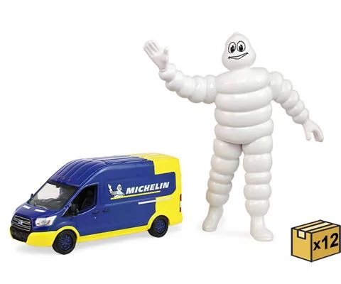 2019 Ford Transit LWB High Roof with Michelin Tires and 1/18 Scale Michelin Figure - 12 Pieces in a Non-Returnable