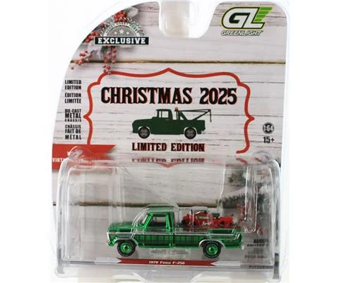 1978 Ford F-250 in Green Chrome Plad with Vintage Motorcycle