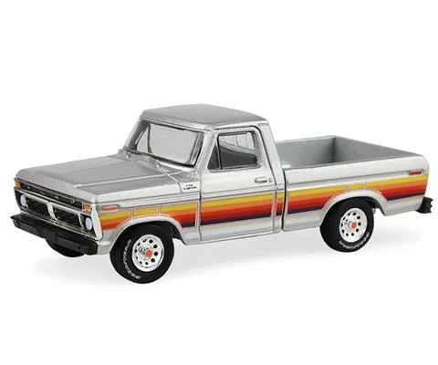 1977 Ford F-150 Pickup Truck in Silver Metallic - Free Wheeling Stripes Edition