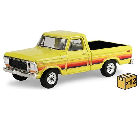 1978 Ford F-150 Short Bed Pickup Truck in Yellow - Free Wheeling Stripes Edition - 12 Pieces in a Non-Returnable