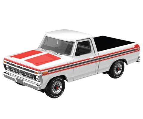 1977 Ford F-150 Pickup Truck in White with Orange Stripes