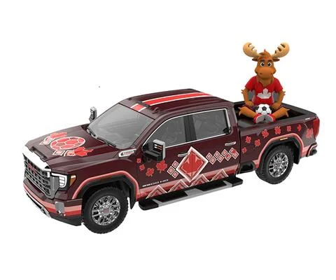 2022 GMC Sierra 3500 HD - Canada Tribute with Moose Figurine - International Soccer Celebration