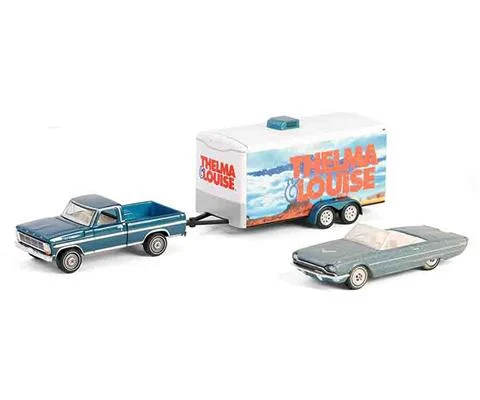 1966 Ford Thunderbird Convertible Dust Covered Top-down with 1967 Ford F-250 and Enclosed Car Hauler - Thelma Louise 1991
