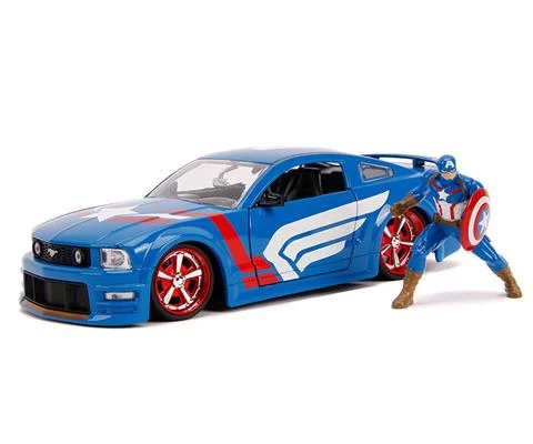 2006 Ford Mustang GT with Captain America Figure - JADA TOYS
