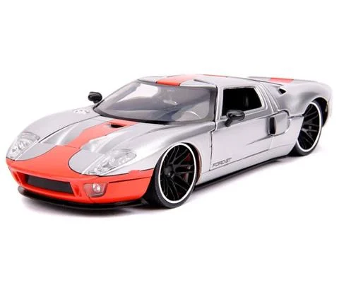 2005 Ford GT in Silver with Orange Stripe - JADA TOYS