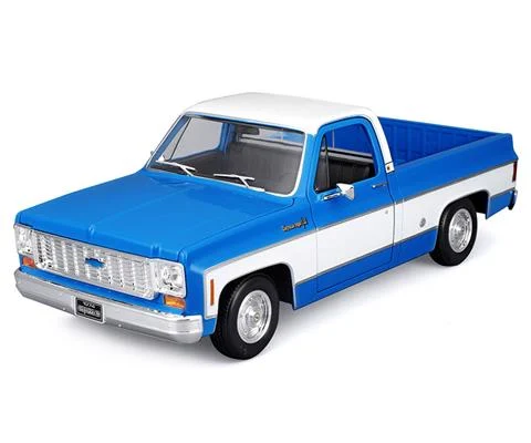 1974 Chevrolet C10 Cheyenne Super Pickup in Blue and White - MAISTO