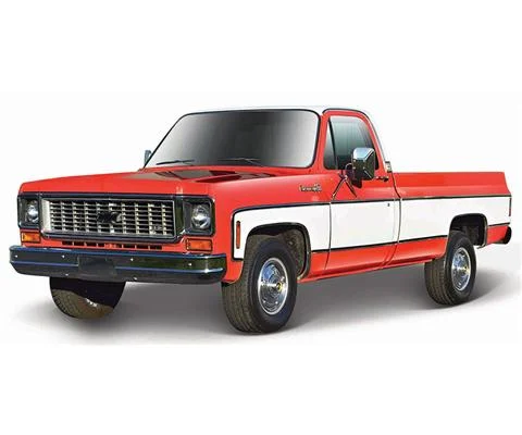 1974 Chevrolet C10 Cheyenne Super Pickup in Red and White - MAISTO