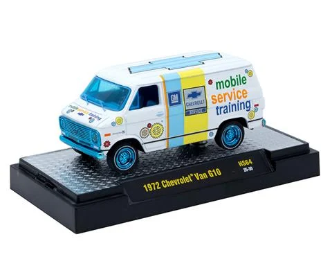 1972 Chevrolet G10 Van Training Wheels with Blue Chrome Rims Windows Grill and Bumpers - M2MACHINES