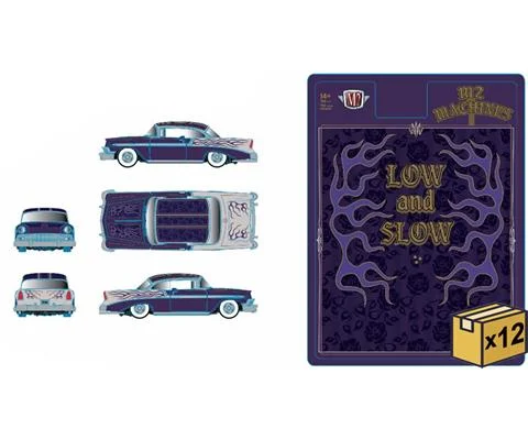 1956 Chevrolet Bel Air Lowrider in Purple and White - 12 Pieces in a Non-Returnable Case