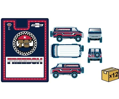 1976 Chevrolet Van in Red White and Blue- Freedom Edition - 12 Pieces in a Non-Returnable Case