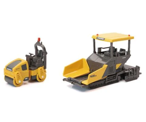 Volvo P6820D Asphalt Paver with Volvo DD25B Road Roller - NEW-RAY