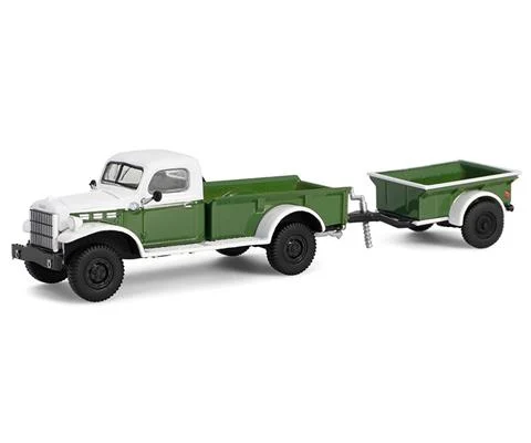 1950 Dodge Power Wagon in Green and White 1/4 Ton Cargo Trailer - GREENLIGHT