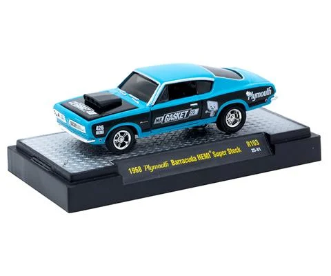 1968 Plymouth Barracuda HEMI Super Stock in Blue and Black - M2MACHINES