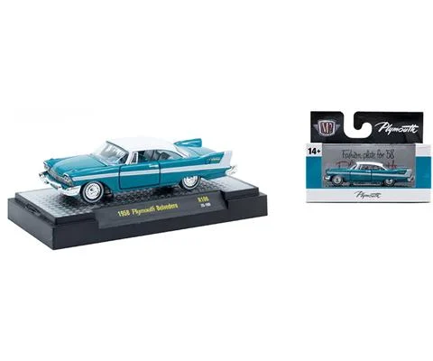 1958 Plymouth Belvedere in Blue and White - M2MACHINES