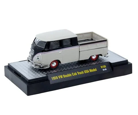 1959 VW Double Cab Truck USA Model in Grey and Black - M2MACHINES