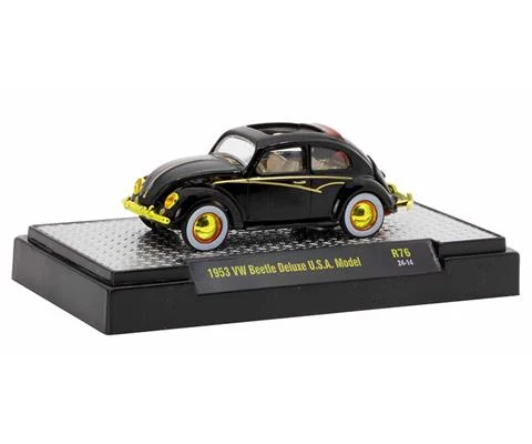 1953 Volkswagen Beetle Deluxe USA Model in Black with Gold Accents and Interior - M2MACHINES