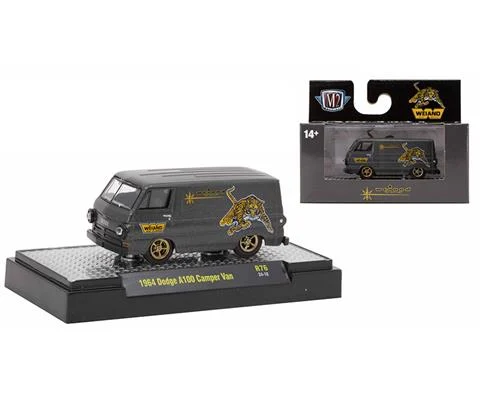 1964 Dodge A100 Camper Van in Black with Tiger Decal - M2MACHINES