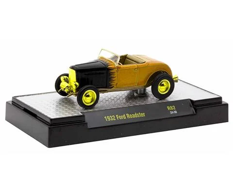 1932 Ford Roadster in Black and Yellow with Gold Accents and Interior - M2MACHINES