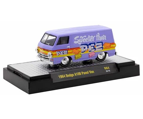 PEZ - 1964 Dodge A100 Panel Van Decorated with Pez Logo in Purple with Red Orange and Yellow Stripe