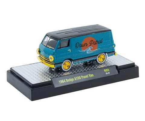 1964 Dodge A100 Panel Van in Blue with Black Roof and Gold Rims and Accents - M2MACHINES