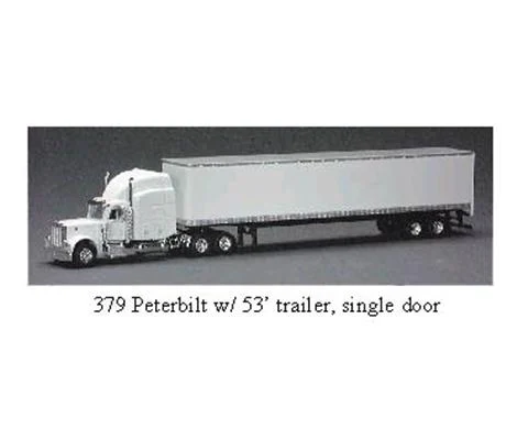 Peterbilt 379 with Sleeper in Blank White and Dry Van Trailer with Single Rear Door - SPECCAST