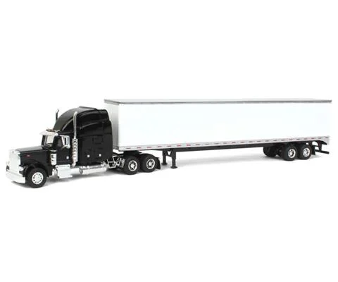 Peterbilt 379 in Black with Sleeper Cab and 53 Trailer in Blank White with Single Rear Door - SPECCAST