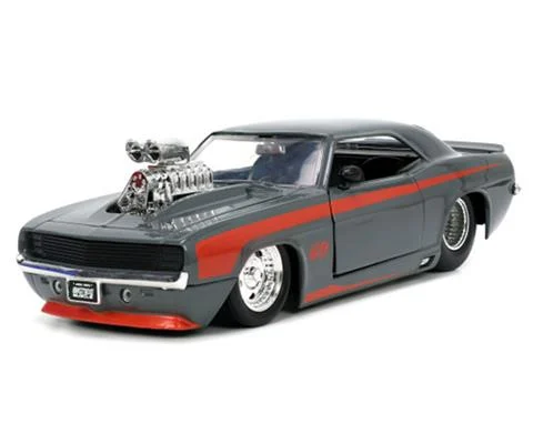 1969 Chevrolet Camaro in Gray with Red Orange Stripe - JADA TOYS