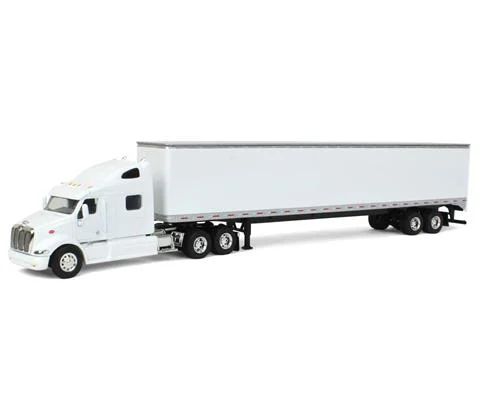 Peterbilt 387 Sleeper Cab and 53 Trailer with Single Rear Door in Blank White - SPECCAST