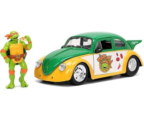 1959 Volkswagen Drag Beetle with Michelangelo Diecast Figure - JADA TOYS