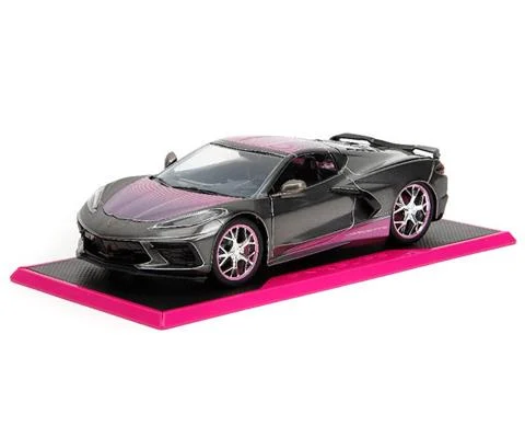 2020 Corvette Stingray-Metallic Grey and Pink with Base