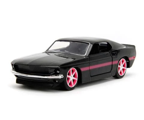 1969 Ford Mustang in Black with Pink Stripes - JADA TOYS