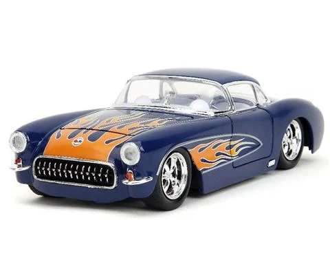 1957 Chevrolet Corvette in Blue with Flames - JADA TOYS