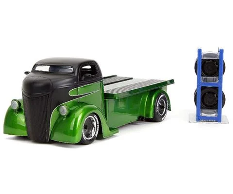 1947 Ford COE Pickup in Metallic Green and Black with Extra Wheels - Just Trucks