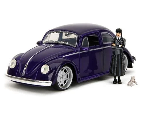 1959 Volkswagen Beetle with Wednesday Addams and Thing Figures - JADA TOYS