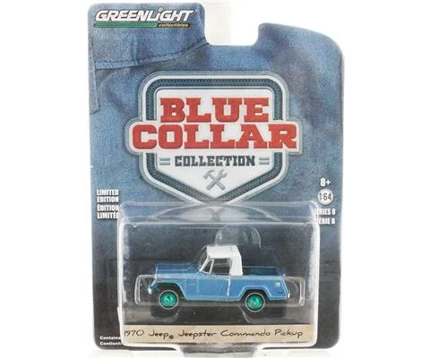 1970 Jeepster Commando Pickup in Light Blue Metallic with White Roof - GREENLIGHT