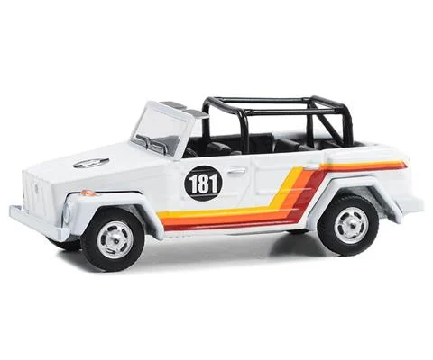 1974 Volkswagen Thing Type 181 #181 in White with Red Orange and Yellow Stripes - GREENLIGHT