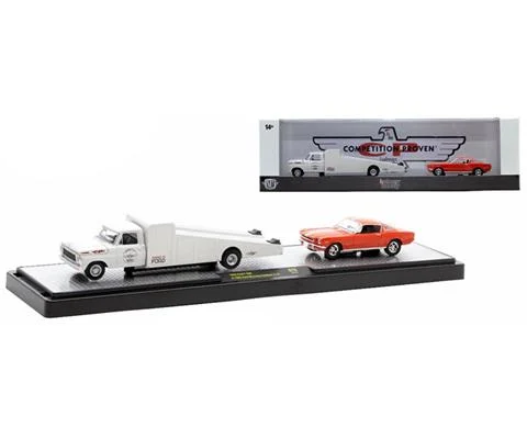 1969 Ford F-350 in White and 1965 Ford Mustang Fastback in Orange