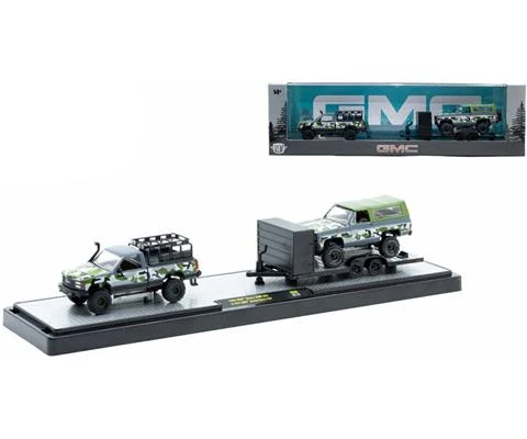 1998 GMC Sierra 1500 4X4 and 1973 GMC Jimmy Sierra 4X4 in Blue with Green and White Camo - M2MACHINES