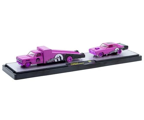 1974 Dodge Truck in Purple and 1969 Dodge Dart Swinger 340 in Purple with Purple Chrome Rims and Accents - M2MACHINES