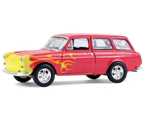 1963 Volkswagen Type 3 Panel Van with Flames - GREENLIGHT