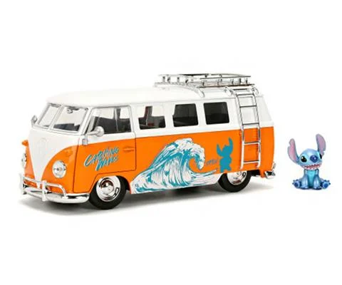 Catching Waves with Stitch - 1961 Volkswagen Bus in Orange and White with Stitch Figure