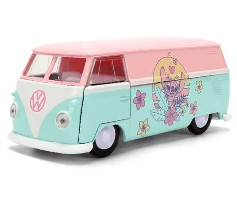 1961 Volkswagen Bus in Angel Theme Deco in Light Pink Teal and White - Disneys Stitch