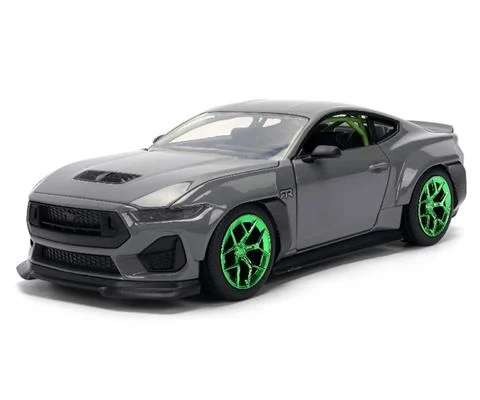 2024 Ford Mustang RTR in Grey with Green Wheels - JADA TOYS