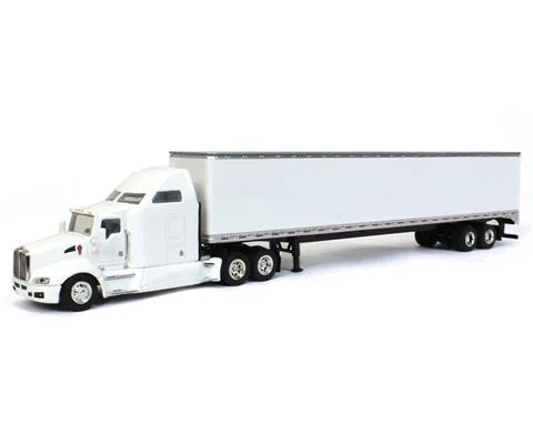 Kenworth T660 Tractor Trailer with Sleeper Cab and Double Rear Doors in Blank White - SPECCAST