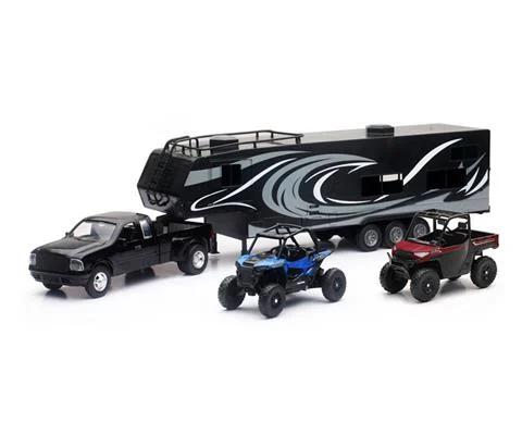 Dually Pickup Truck with Trailer and Polaris RZR and Ranger - NEW-RAY