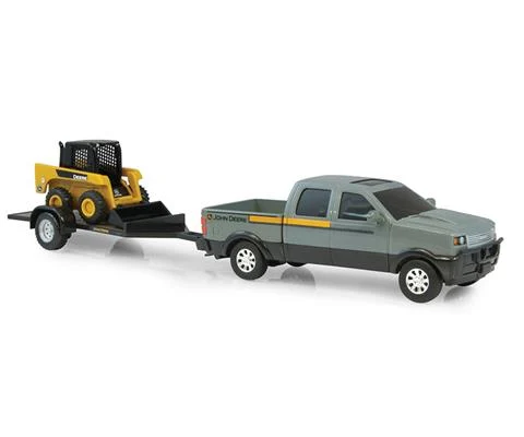 John Deere Pickup in Grey with Flatbed and Skid Steer - ERTL