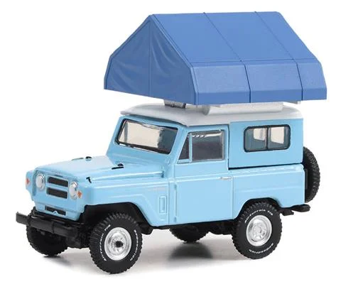 1969 Nissan Patrol 60 in Light Blue White with Campotel Cartop Sleeper Tent - GREENLIGHT