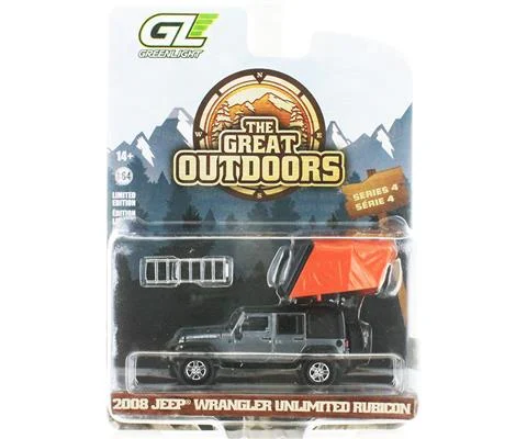 2008 Jeep Wrangler Unlimited Rubicon in Raw Body Grey with Modern Rooftop Camper - GREENLIGHT