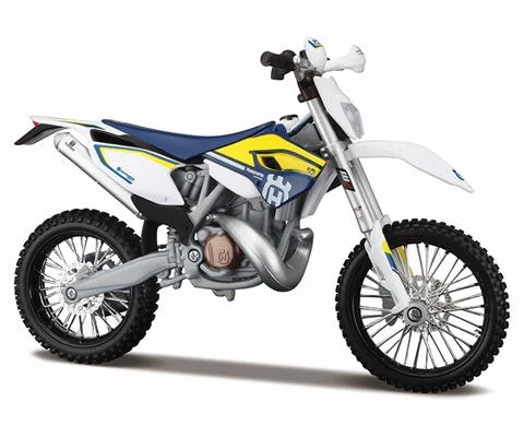 Husqvarna FE501 Motorcycle in White and Blue - Assembly Line Diecast Metal Model Kit