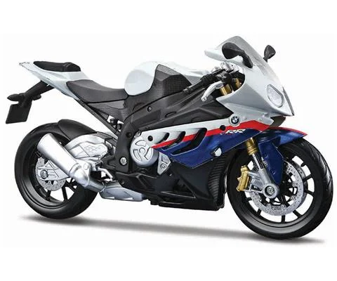 BMW S1000RR Motorcycle in White and Blue - Assembly Line Diecast Metal Model Kit